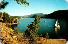 Lake Cour d' Alene Sailboats cruisers Outboards Idaho Postcard E101 picture