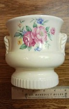Small VINTAGE TWO HANDLED VASE BY ROYAL COPLEY(?)- FLORAL DESIGN. Very Nice. picture