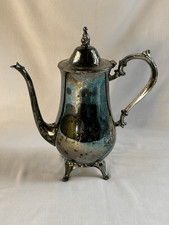Vintage Silver-Plated Footed Coffee/Tea Server, Hinged Lid, Heavy picture