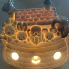 Vintage Enesco Precious Moments 1992 Noah’s Ark Ceramic Nursery Night Light Lamp picture