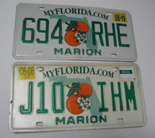 2008/2019 Florida State Car License Plate-Marion Co. Oranges n Center, myfla.com picture