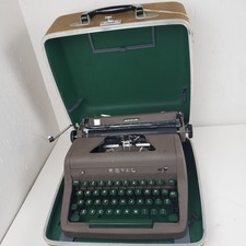 Vintage Royal Quiet De Luxe Manual Typewriter with Green Keys and Case + Key picture