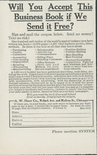 1913 Offer For Free Business Book A W Shaw Booklet Offer Chicago Ad SY1 picture