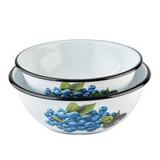 STPGOODS Blueberry Set of 2 Enamel Mixing Bowls [2.7-qt,4.2-qt] Kitchen Bowl Set picture