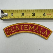 Guatemalan Military GUATEMALA Lettering Arc Should Patch Label Gold Red Cut 4.5” picture