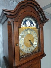 Ridgeway mahogany finish tall case clock, includes pendulum & 1 weight; 82