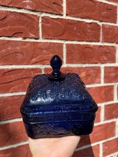 Indiana glass htf cobalt blue bee box picture