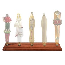 Rustic Wooden Beer Tap Handle Display Wall Mount 5 Tap Holder 3/8-16 picture