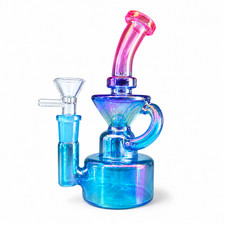 Aqua Pink Iridescent Compact Glass Water Pipe 14mm 6~6.5 inch picture