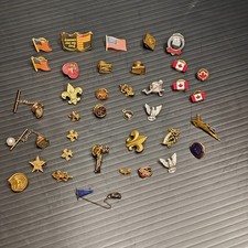 Vintage Mixed Lapel Pin Lot USA Canada Boy Scouts Masonic Military Tie Tack picture
