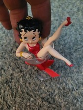 VTG Betty Boop In Plastic Champagne Glass Ornament Red Bow 3.75''  Figurine picture