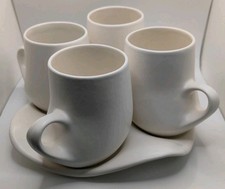 Set of 4 With Tray Peter Saenger Porcelain Design 1 Mugs White picture
