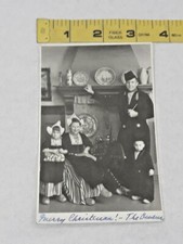 Vintage Black & White Dutch Family Christmas Old Photo  picture
