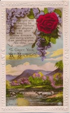 Fancy embossed 21st Birthday postcard 1935 picture