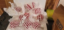 Vtg Department 56 Blown Glass Christmas Ornament Candy Striped LOT OF 10 HINGED picture