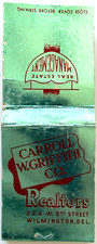 1950s Carroll W Griffith Realtors Matchbook Wilmington Delaware Real Estate picture