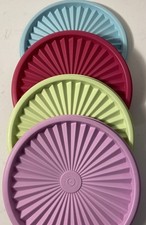 Vtg Tupperware 6.75” set of 4 Bowl Replacement Lids Only 808-47, picture