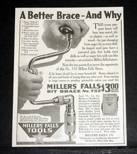 1917 OLD MAGAZINE PRINT AD, MILLERS FALLS BIT BRACE NO. 732, IT'S BETTER & WHY picture