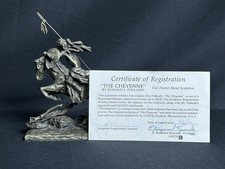 Fine Pewter Sculpture The Cheyenne #371 LANCE w/Orig Cert Signed Donald Polland picture