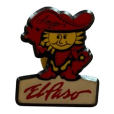 Vintage Amigo Man El Paso Texas Sun Mascot Souvenir City Icon Lapel Pin picture