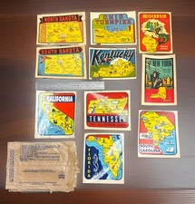 Lot Of 10 Vintage Souvenir State Travel Window Bumper Stickers New Old Stock picture