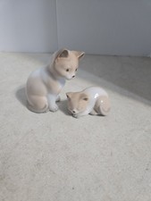Vintage Otagiri Cat & Kitten Tan and  White~Set of 2 picture