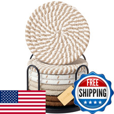 Lazebox Coasters Set Of 8 For Drinks 4 Inch Large Coasters For Coffee Table picture