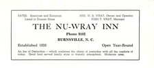 The Nu-Wray Inn Mrs W B Wray Owner Rush Wray Mgr Burnsville NC Vtg 1951 Print Ad picture