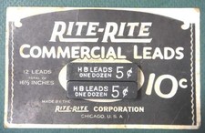 1910 antique RITE-RITE unused PENCIL LEAD in BOX attached to STORE DISPLAY SIGN picture