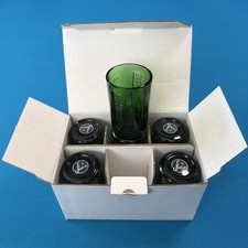 Jagermeister (SET OF 6) GREEN Shot Glasses W/ Logo on Bottom Jager 1 oz Embossed picture