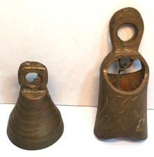 Vintage INDIA Brass Miniature Bells Set of 2 Sarna? picture