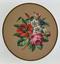Vintage Guildcraft NY Tin Textured Floral Needlepoint Cross Stitch 1960s Sewing picture