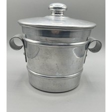 Henry and Miller Kraftware Aluminum Ice Bucket Lid bar ware cocktail MCM vintage picture