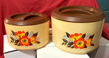 VTG 1970's Sterilite Plastic Nesting Canisters (2) Retro-Rare Floral Pattern-EUC picture