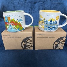 Starbucks Dublin & Belfast You Are Here Collection 14oz Coffee Mugs New w/ Box picture