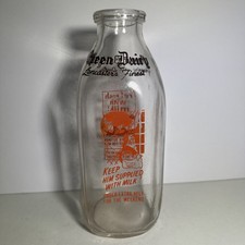 Vintage 1 Quart Glass Milk Bottle Queen Dairy  Lancaster, Pa. Nice Color picture