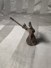 Vintage Silverplate Candle Snuffer 12” With Abstract Silver Plated Deer picture