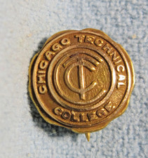 Vintage CHICAGO TECHNICAL COLLEGE Lapel Collar PIN Badge picture