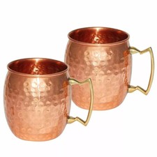 100% Copper Hammered Mule Moscow Mug Cup Pure Drinking 400Ml Set Of 2 picture