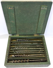 Used Wooden Case W/ Wood Drill Bits 18 Total picture