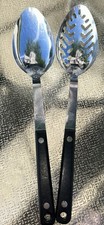 Vintage EKCO Stainless Flint Vanadium Slotted & Solid Serving Spoons Set picture