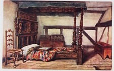 Vintage Stratford-On-Avon England Anne Hathaway's Cottage A Bedroom Postcard picture