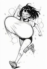 Running Track Bouncing Huge Bust Anime Girl Waifu 4x6 Manga Art Sticker picture