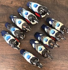 Vintage Hand Painted Wood Duck Napkin Ring Folk Art Cottage Cabin Set of  10 picture