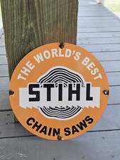 VINTAGE STIHL THE WORLD'S BEST CHAINSAW PORCELAIN SIGN 12