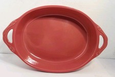 CERUTIL STONEWARE Oval Casserole Dish RED Handles Portugal 9