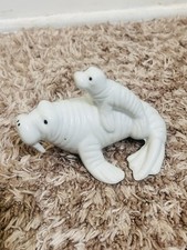 Adorable White Ceramic Mother and Baby WALRUS Figurine GOT picture