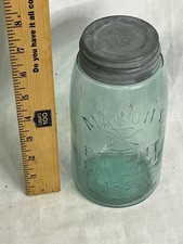 Antique Aqua Mason's Patent Nov 30 1858 Quart Jar Maltese Hero Cross Zinc Lid picture