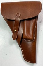 WWII GERMAN WALTHER P38 SHOFTSHELL PISTOL HOLSTER -BROWN LEATHER picture