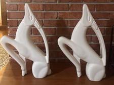 Vintage 1985 Jaru of California Ceramic Gazelle Statues Mirror Pair Art Deco 20” picture